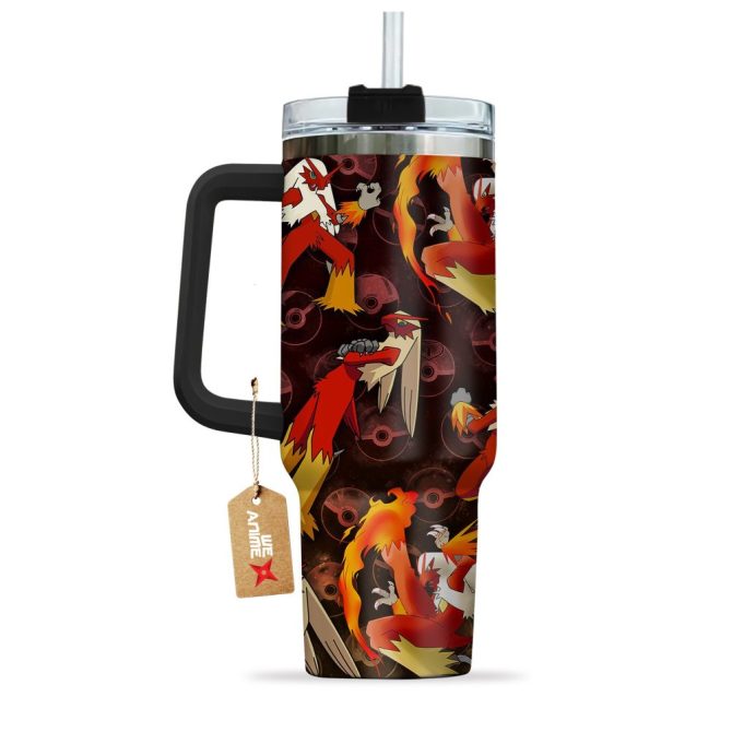 Blaziken Pokemon Anime Custom Stanley Quencher 40Oz Stainless Steel Tumbler With Handle