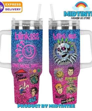 Blink 182 One More Time Music Custom Stanley Quencher 40Oz Stainless Steel Tumbler With Handle