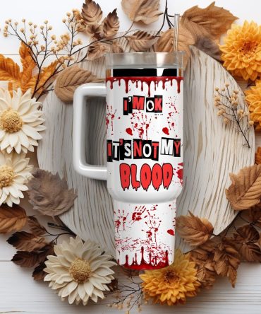 Bloody Handprint Custom Stanley Quencher 40Oz Stainless Steel Tumbler With Handle