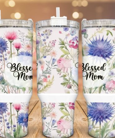 Blooming Floral Custom Stanley Quencher 40Oz Stainless Steel Tumbler With Handle