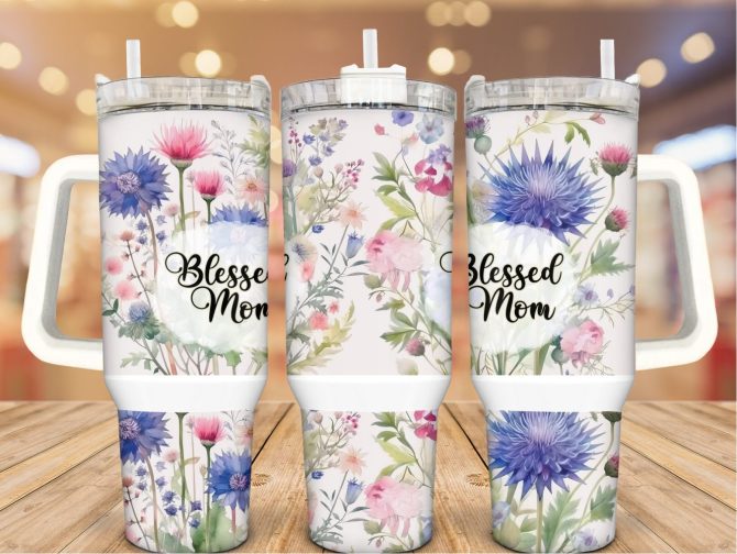 Blooming Floral Custom Stanley Quencher 40Oz Stainless Steel Tumbler With Handle