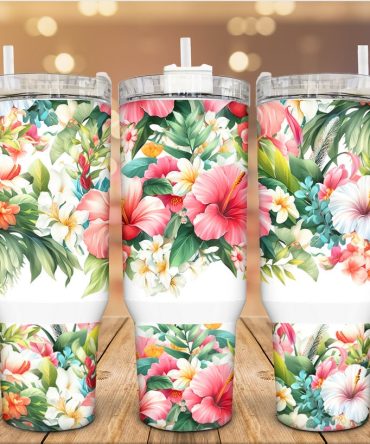 Blooming Floral Custom Stanley Quencher 40Oz Stainless Steel Tumbler With Handle