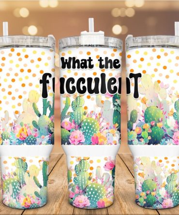 Blooming Fucculent Custom Stanley Quencher 40Oz Stainless Steel Tumbler With Handle