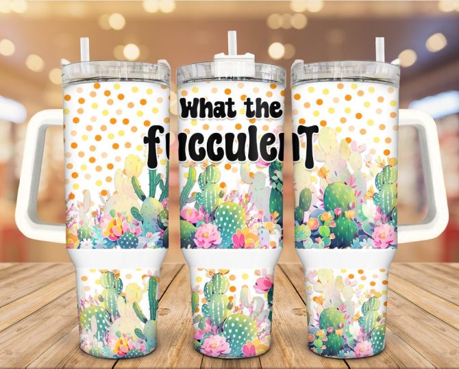 Blooming Fucculent Custom Stanley Quencher 40Oz Stainless Steel Tumbler With Handle