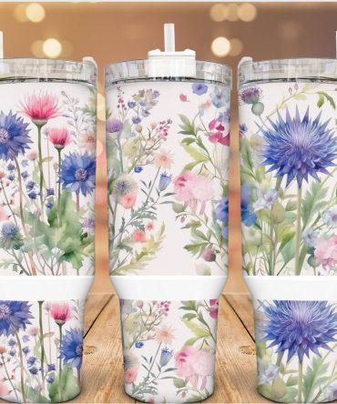 Blooming Wildflowers Custom Stanley Quencher 40Oz Stainless Steel Tumbler With Handle