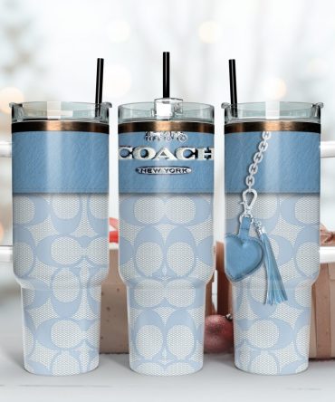 Blue Coach Logo Custom Stanley Quencher 40Oz Stainless Steel Tumbler With Handle