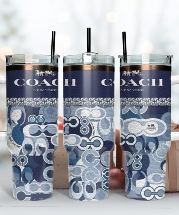 Blue Coach Logo Custom Stanley Quencher 40Oz Stainless Steel Tumbler With Handle