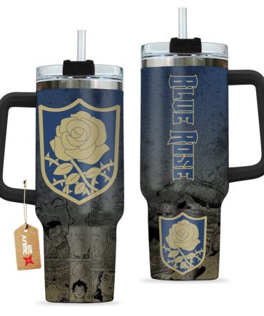Blue Rose Symbol Black Clover Anime Custom Stanley Quencher 40Oz Stainless Steel Tumbler With Handle