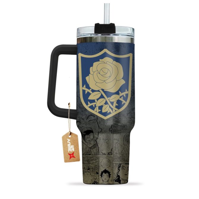 Blue Rose Symbol Black Clover Anime Custom Stanley Quencher 40Oz Stainless Steel Tumbler With Handle - Image 3