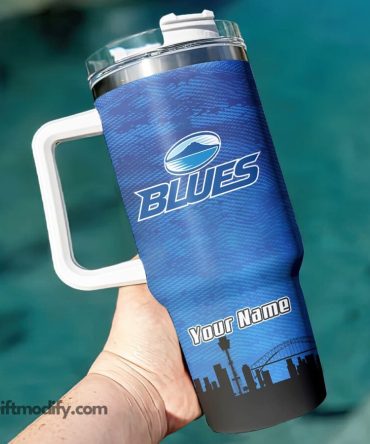 Blues Super Rugby Custom Stanley Quencher 40Oz Stainless Steel Tumbler With Handle