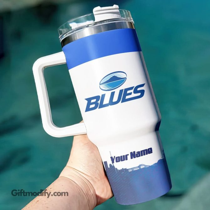Blues Super Rugby Custom Stanley Quencher 40Oz Stainless Steel Tumbler With Handle