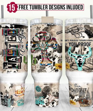 Boho Cow Skull Custom Stanley Quencher 40Oz Stainless Steel Tumbler With Handle