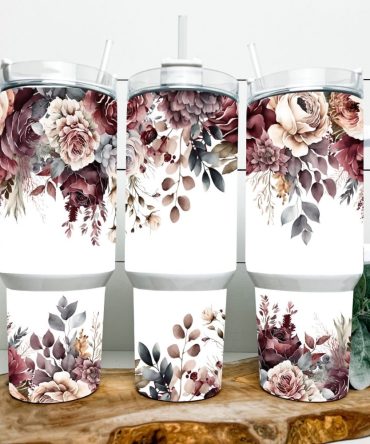 Boho Floral Custom Stanley Quencher 40Oz Stainless Steel Tumbler With Handle