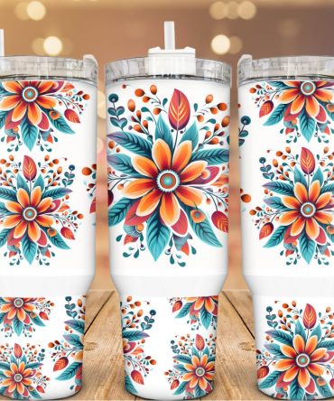 Boho Floral Custom Stanley Quencher 40Oz Stainless Steel Tumbler With Handle