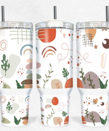 Boho Floral Custom Stanley Quencher 40Oz Stainless Steel Tumbler With Handle