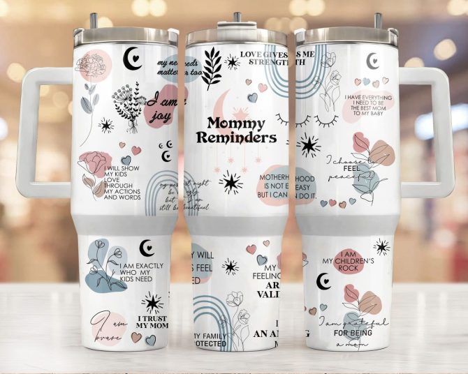 Boho Floral Custom Stanley Quencher 40Oz Stainless Steel Tumbler With Handle