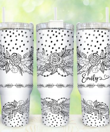 Boho Flowers Custom Stanley Quencher 40Oz Stainless Steel Tumbler With Handle
