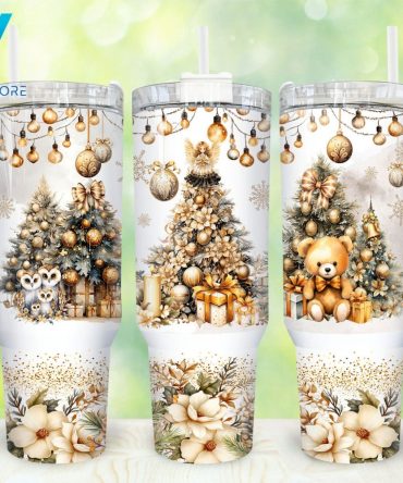 Boho Gold Christmas Custom Stanley Quencher 40Oz Stainless Steel Tumbler With Handle