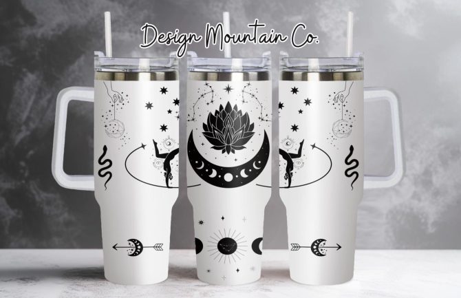 Boho Sun And Moon Custom Stanley Quencher 40Oz Stainless Steel Tumbler With Handle
