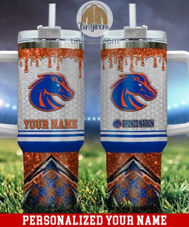 Boise State Broncos Glitter Ncaa Custom Stanley Quencher 40Oz Stainless Steel Tumbler With Handle