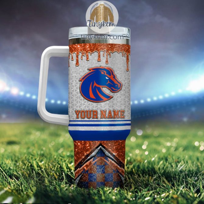 Boise State Broncos Glitter Ncaa Custom Stanley Quencher 40Oz Stainless Steel Tumbler With Handle - Image 3