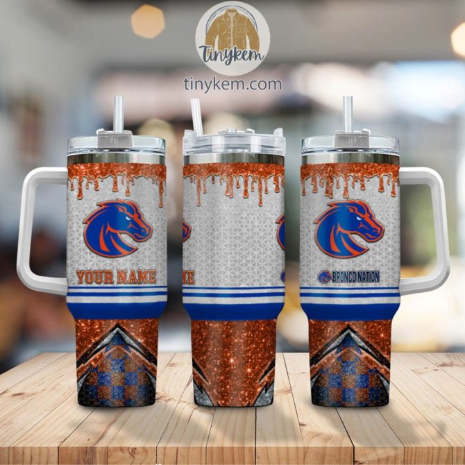 Boise State Broncos Glitter Ncaa Custom Stanley Quencher 40Oz Stainless Steel Tumbler With Handle - Image 2
