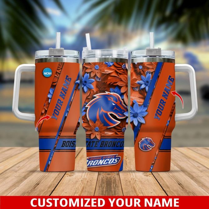Boise State Broncos Ncaa Custom Stanley Quencher 40Oz Stainless Steel Tumbler With Handle