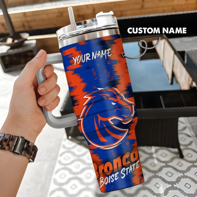 Boise State Broncos Ncaa Custom Stanley Quencher 40Oz Stainless Steel Tumbler With Handle