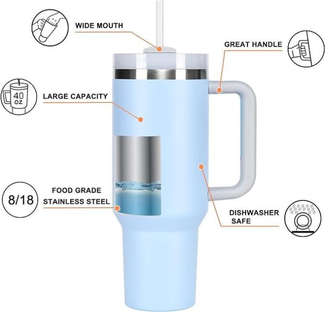Boise State Broncos Ncaa Custom Stanley Quencher 40Oz Stainless Steel Tumbler With Handle - Image 2