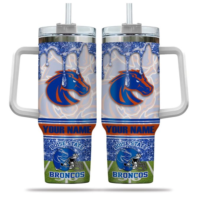 Boise State Broncos Ncaa Glitter Custom Stanley Quencher 40Oz Stainless Steel Tumbler With Handle - Image 5