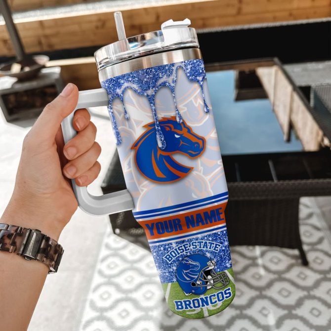 Boise State Broncos Ncaa Glitter Custom Stanley Quencher 40Oz Stainless Steel Tumbler With Handle - Image 2