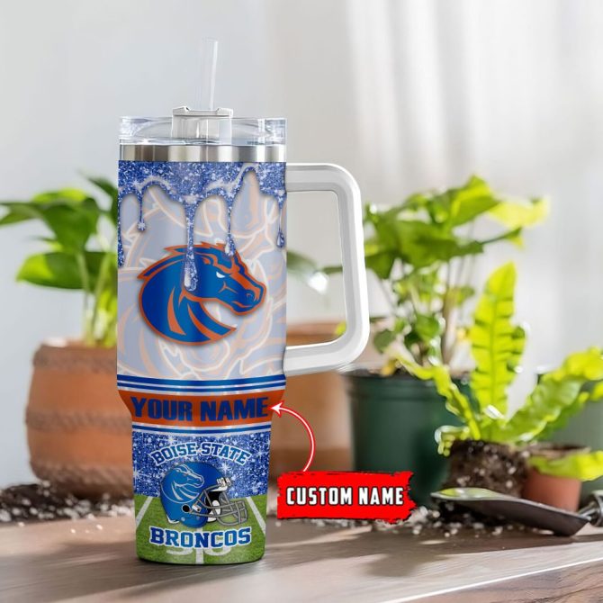 Boise State Broncos Ncaa Glitter Custom Stanley Quencher 40Oz Stainless Steel Tumbler With Handle
