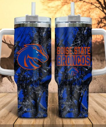 Boise State Broncos Ncaa Hunting Custom Stanley Quencher 40Oz Stainless Steel Tumbler With Handle