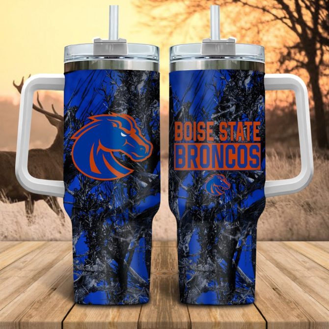 Boise State Broncos Ncaa Hunting Custom Stanley Quencher 40Oz Stainless Steel Tumbler With Handle