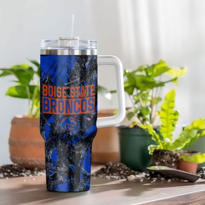 Boise State Broncos Ncaa Hunting Custom Stanley Quencher 40Oz Stainless Steel Tumbler With Handle - Image 4