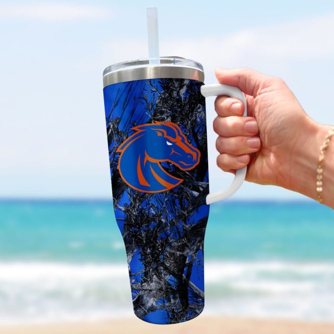 Boise State Broncos Ncaa Hunting Custom Stanley Quencher 40Oz Stainless Steel Tumbler With Handle - Image 3