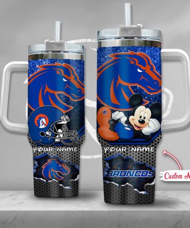 Boise State Broncos Ncaa Mickey Mouse Custom Stanley Quencher 40Oz Stainless Steel Tumbler With Handle