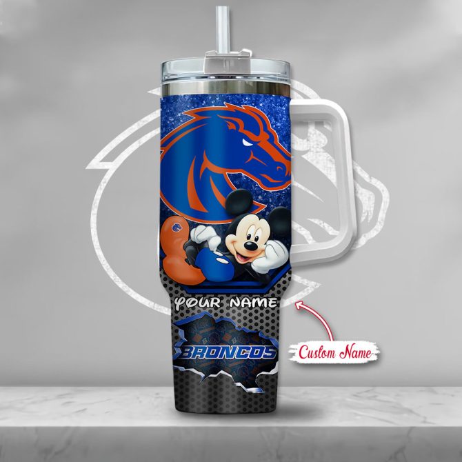 Boise State Broncos Ncaa Mickey Mouse Custom Stanley Quencher 40Oz Stainless Steel Tumbler With Handle - Image 2