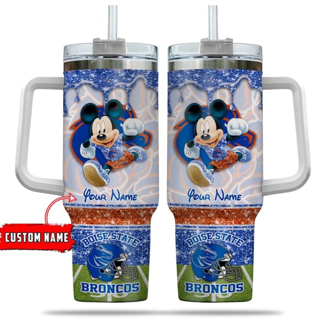 Boise State Broncos Ncaa Mickey Mouse Glitter Custom Stanley Quencher 40Oz Stainless Steel Tumbler With Handle - Image 5