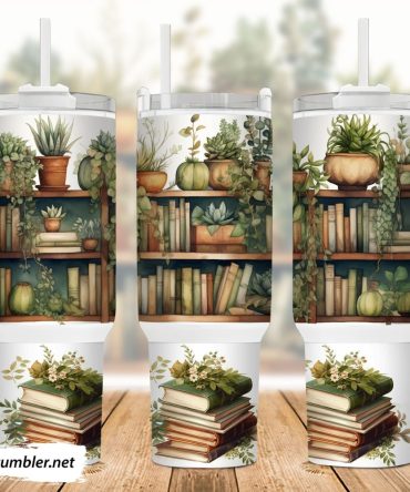Books And Plants Custom Stanley Quencher 40Oz Stainless Steel Tumbler With Handle