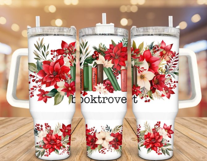 Booktrovert Book Lover Custom Stanley Quencher 40Oz Stainless Steel Tumbler With Handle
