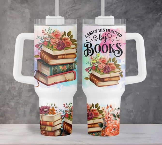 Bookworm Custom Stanley Quencher 40Oz Stainless Steel Tumbler With Handle - Image 2