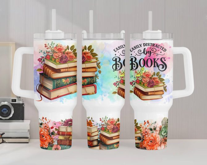 Bookworm Custom Stanley Quencher 40Oz Stainless Steel Tumbler With Handle