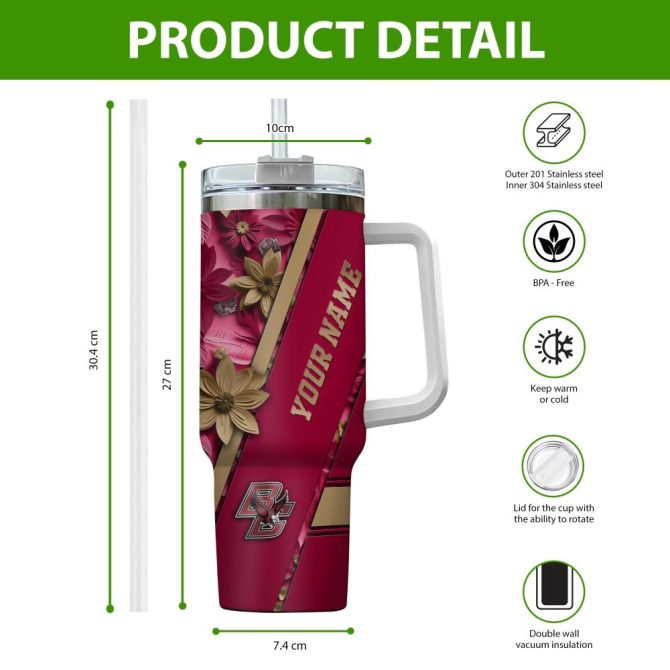 Boston College Eagles Ncaa Custom Stanley Quencher 40Oz Stainless Steel Tumbler With Handle - Image 2