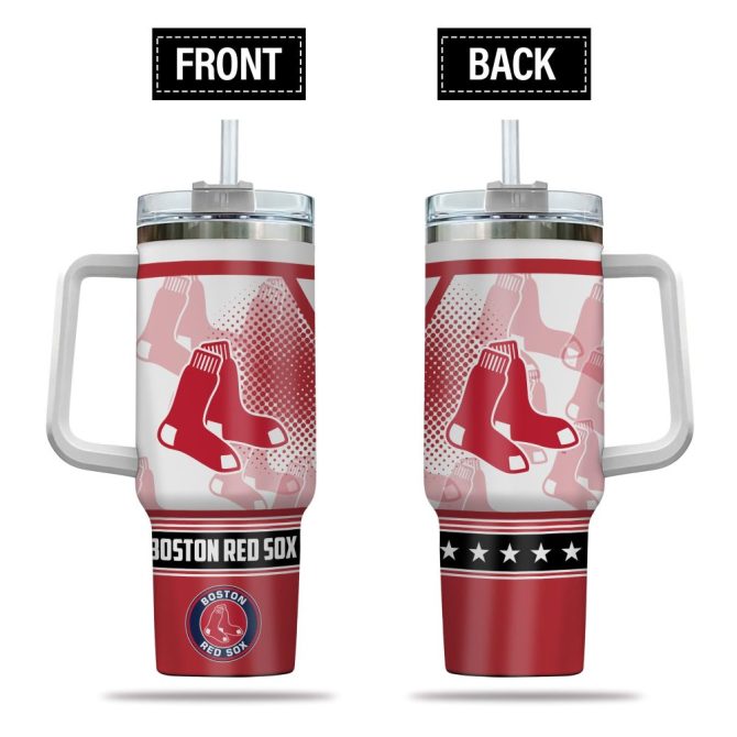 Boston Red Sox Mlb Custom Stanley Quencher 40Oz Stainless Steel Tumbler With Handle