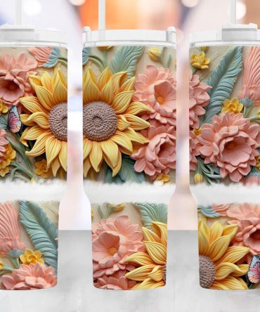 Bright Sunflowers Custom Stanley Quencher 40Oz Stainless Steel Tumbler With Handle