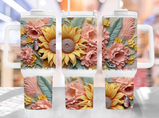 Bright Sunflowers Custom Stanley Quencher 40Oz Stainless Steel Tumbler With Handle