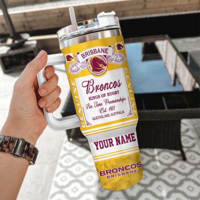 Brisbane Broncos Kings Of Rugby Nrl Custom Stanley Quencher 40Oz Stainless Steel Tumbler With Handle - Image 3