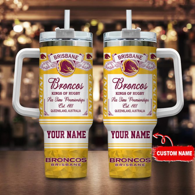 Brisbane Broncos Kings Of Rugby Nrl Custom Stanley Quencher 40Oz Stainless Steel Tumbler With Handle