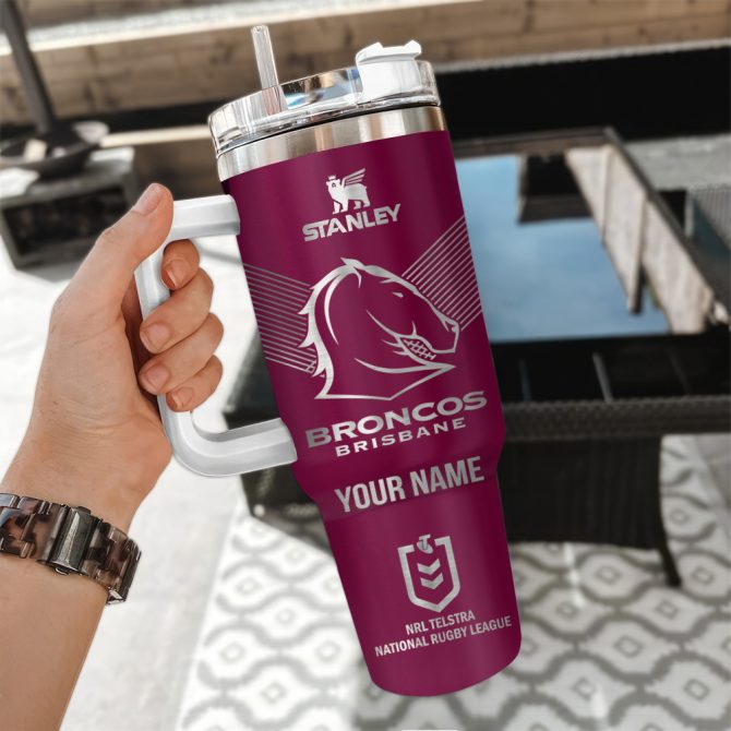 Brisbane Broncos Nrl Custom Stanley Quencher 40Oz Stainless Steel - Image 3